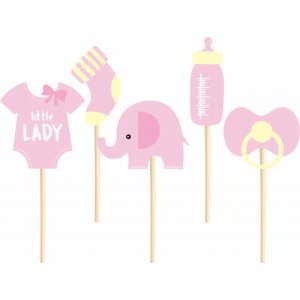 Cake Picks - Baby shower - Rosa - 5-pack