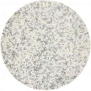 Små sockerpärlor/Nonpareils - Silver/Vit - Funcakes - 80g
