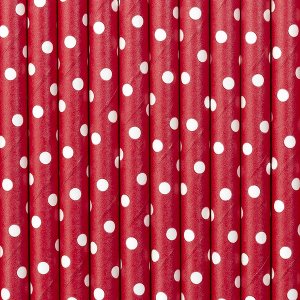 Sugrör - Röda/Vita prickar - 10-pack