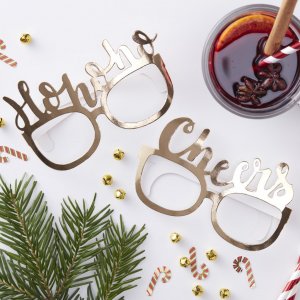 Photo Booth - Glasögon - Red & Gold - 8-pack