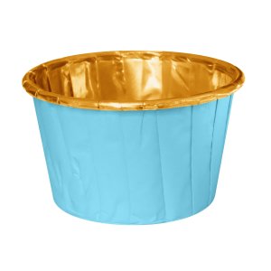 Muffinsformar - Ljusblå m guldfolie - 20-pack