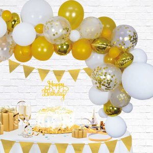 Ballongbåge - Golden Party - Guld/Vit - 70-pack