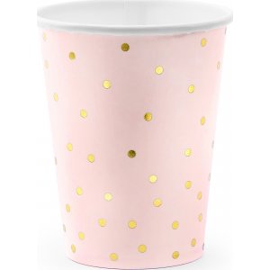 Pappmuggar - Ljusrosa - Polka Dot Guld - 6-pack