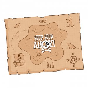 Bordsunderlägg/bordstabletter - Piraternas skattkarta - 8-pack