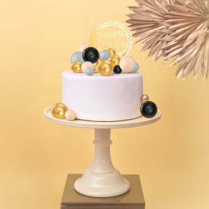 Tårtdekorationer/Cake topper - Bollar - Guld,Svart, Nude, Grå - 32 st