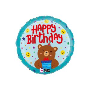 Folieballong - Birthday Smiley Bear - 46 cm