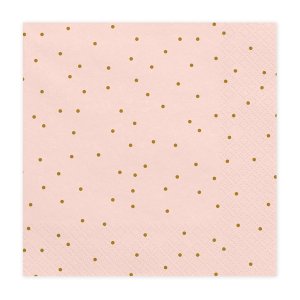 Servetter - Ljusrosa - Polka dot guld - 20-pack