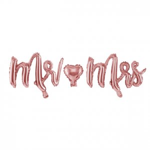 Folieballong - Mr & Mrs - Roséguld