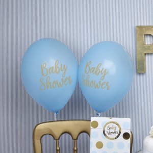Ballonger - Baby Shower - Blå/Guld - 8-pack