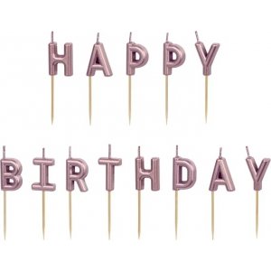 Tårtljus - Happy Birthday - Roseguld