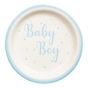 Papptallrikar - Baby boy - Blå/Vit - 8-pack