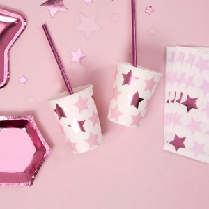 Pappmuggar - Stars - Rosa - 8-pack