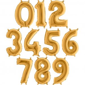 Sifferballong - Guld - 1 m