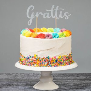 Tårtdekoration - Grattis - Silver