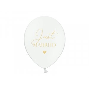 Ballonger - Just Married - Vit/Guld - 6 st
