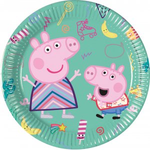 Papptallrikar - Greta Gris - Gröna - 20 cm - 8-pack