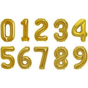 Sifferballong - Guld - 86 cm