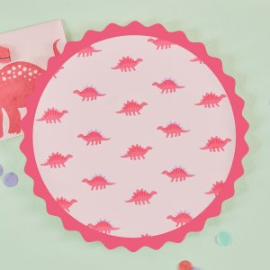 Papptallrikar - Pink Dinosaur - 25 cm - 8-pack