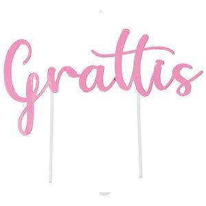 Cake Topper - Grattis - Rosa