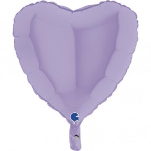 Foliehjärta - Matt Pastell - Ljuslila - Storlek: 46cm