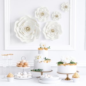 Väggdekorationer - Blommor - Vita - 5-pack