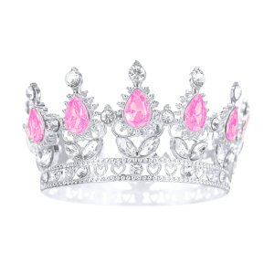 Cake Topper - Krona - Silver med rosa kristaller