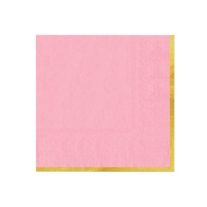 Servetter - Rosa med guldkant -10-pack
