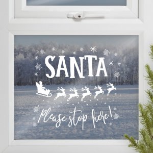 Fönstersticker - Santa Stop Here