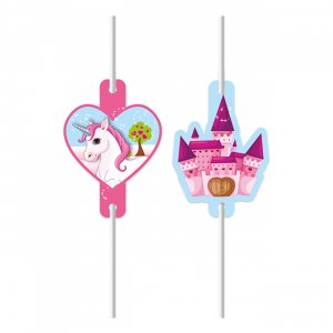 Sugrör Unicorn med Medaljonger - 4-pack