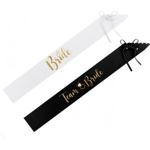 Sash - Bride & Team Bride - Svart/Vit - 6-pack