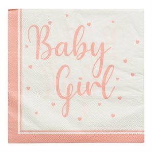 Servetter - Baby Girl - Rosa/Vit - 16-pack