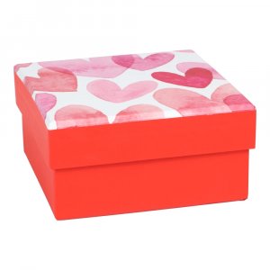 Presentask - Alla hjärtans dag - Rosa/röd - 10x10 cm