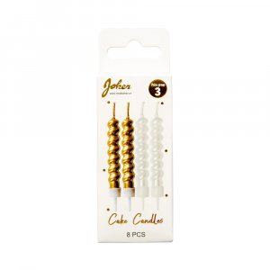 Tårtljus - Guld - Böjda - 8-pack