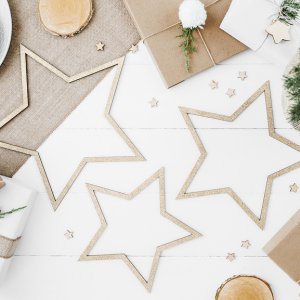 Hängande stjärnor - 3-pack - Guldglitter