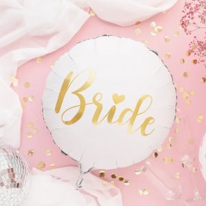 Rund folieballong - Bride - Vit/Guld