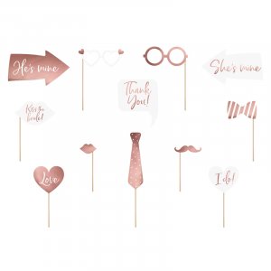 Photo Booth - Bröllop - Roséguld - 12-pack