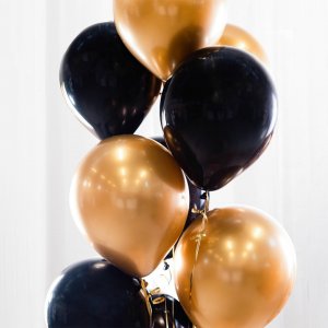 Ballongbukett - Kit - Svart/Guld