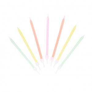 Långa tårtljus - Pastellmix - 10 cm - 16-pack