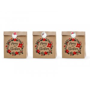 Stora påsar - Kraft - Merry Little Christmas - 3 st