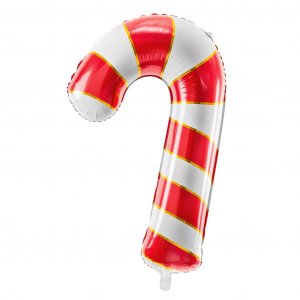 Folieballong - Candy Cane - Röd/Vit/Guld