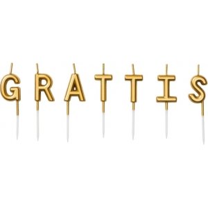 Tårtljus - Grattis - Guld