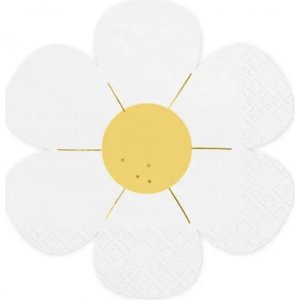 Servetter - Blomma - Vit/Gul - 12-pack