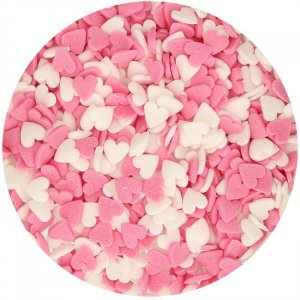 Strössel - Hjärtan - Rosa/Vit