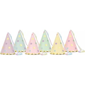 Partyhattar - Pastel stars - 6-pack