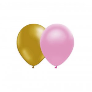 Ballonger - Metallic - Guld/Ljusrosa - 10-pack