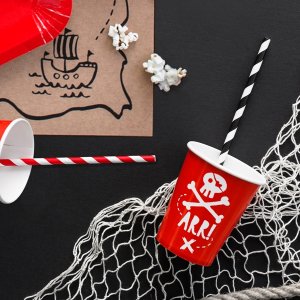 Pappmuggar - Hey Pirate - Röda - 6-pack