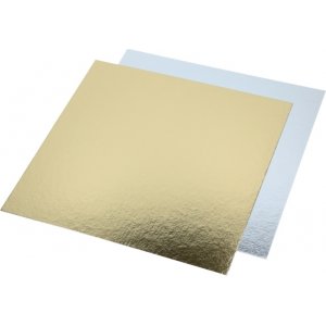 Tårtbricka - 3-pack - Kvadrat - Guld/Silver - 30 cm