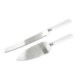 Serveringsset - Tårtspade & Kniv - Vitt skaft