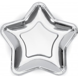 Små tallrikar - Stjärna - Silver - 6-pack