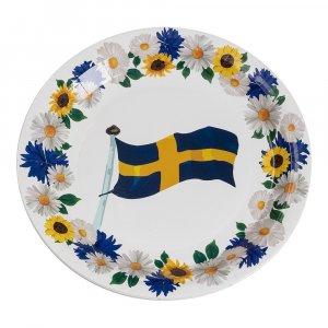 Papptallrikar - Blommor/Svenska flaggan - 8-pack